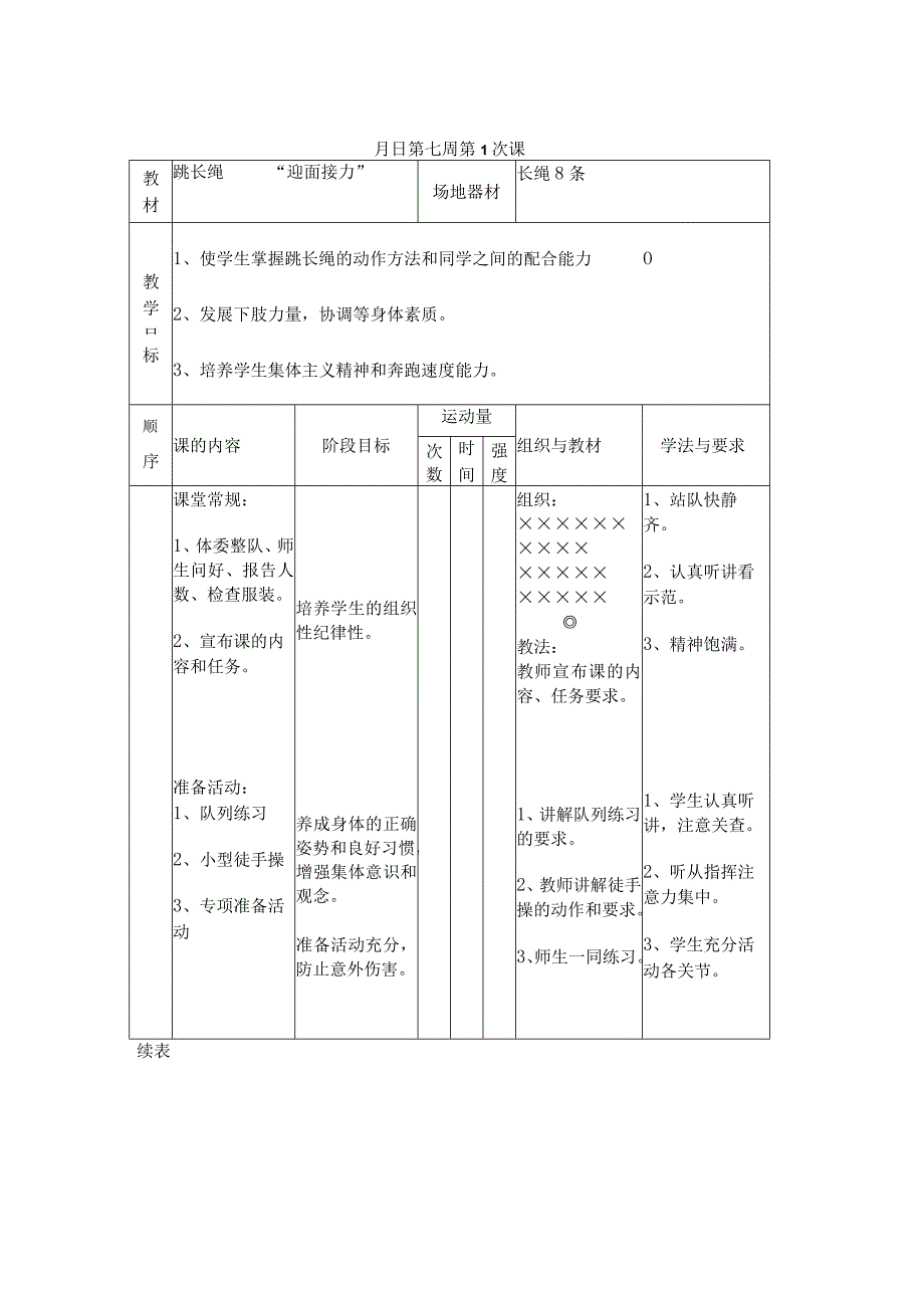 跳长绳“迎面接力”教学设计.docx_第1页