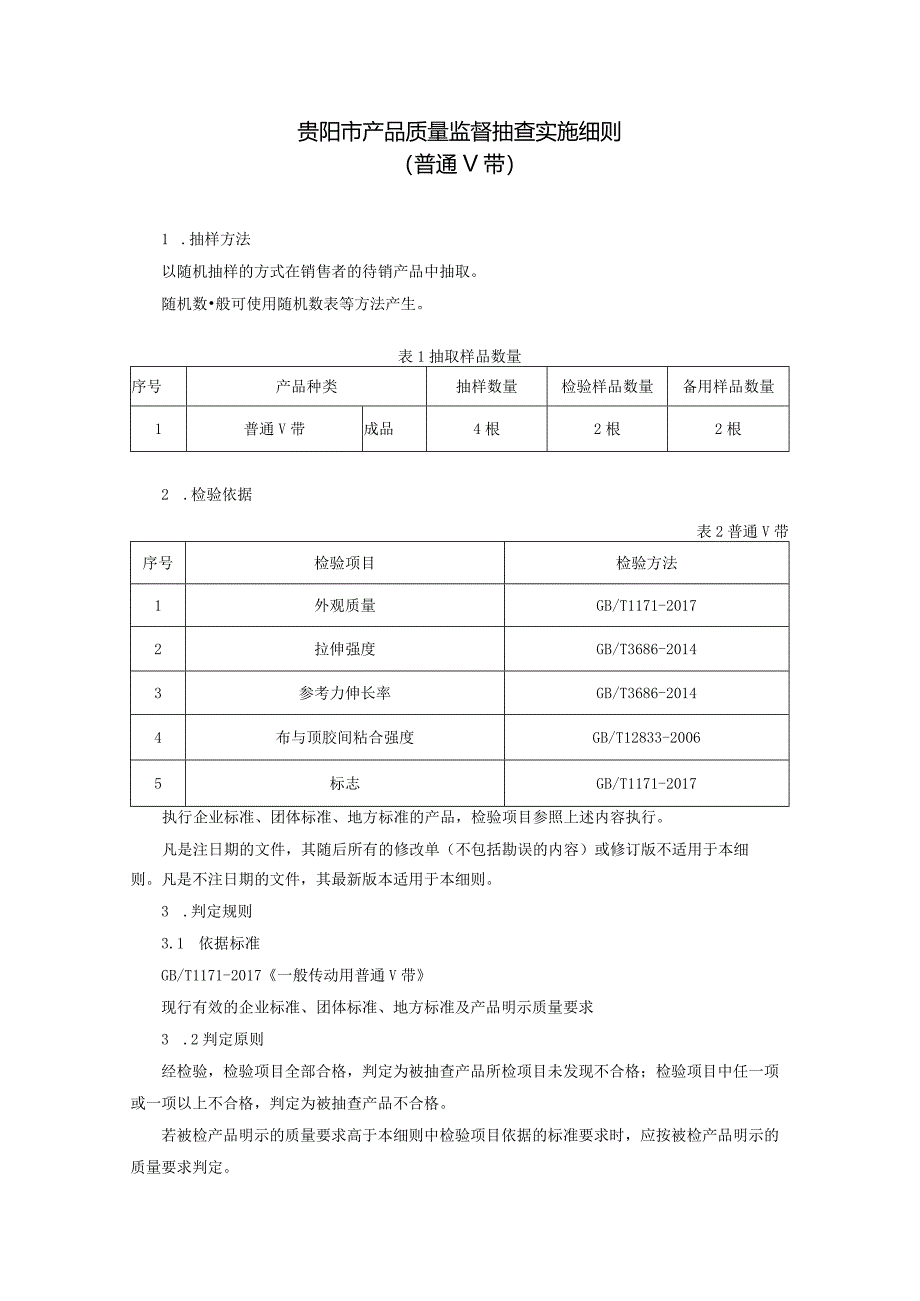 2.贵阳市产品质量监督抽查实施细则（普通V带）.docx_第1页