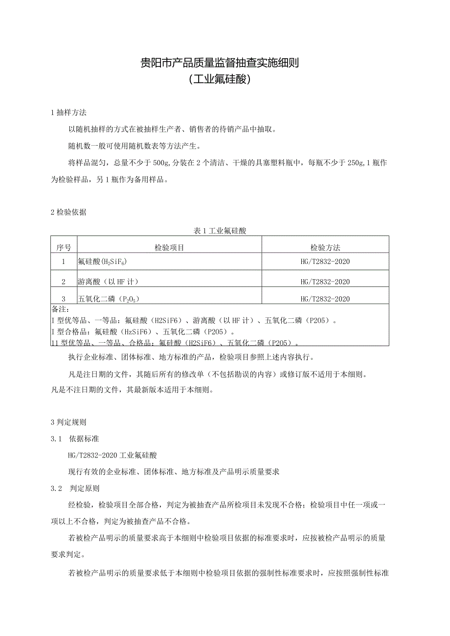 55.贵阳市产品质量监督抽查实施细则（工业氟硅酸）.docx_第1页