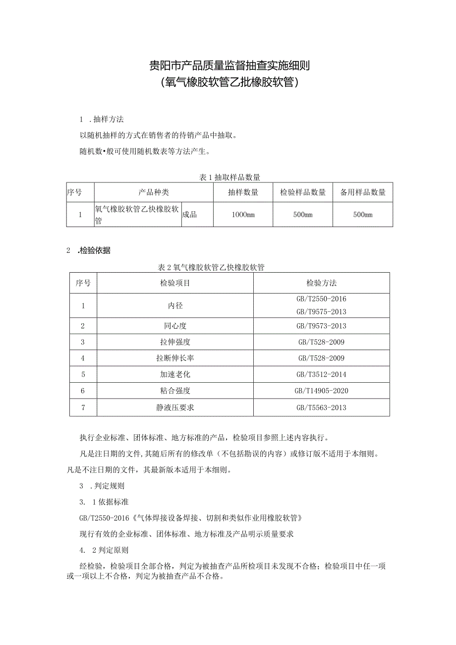 4.贵阳市产品质量监督抽查实施细则（氧气橡胶软管乙炔橡胶软管）.docx_第1页