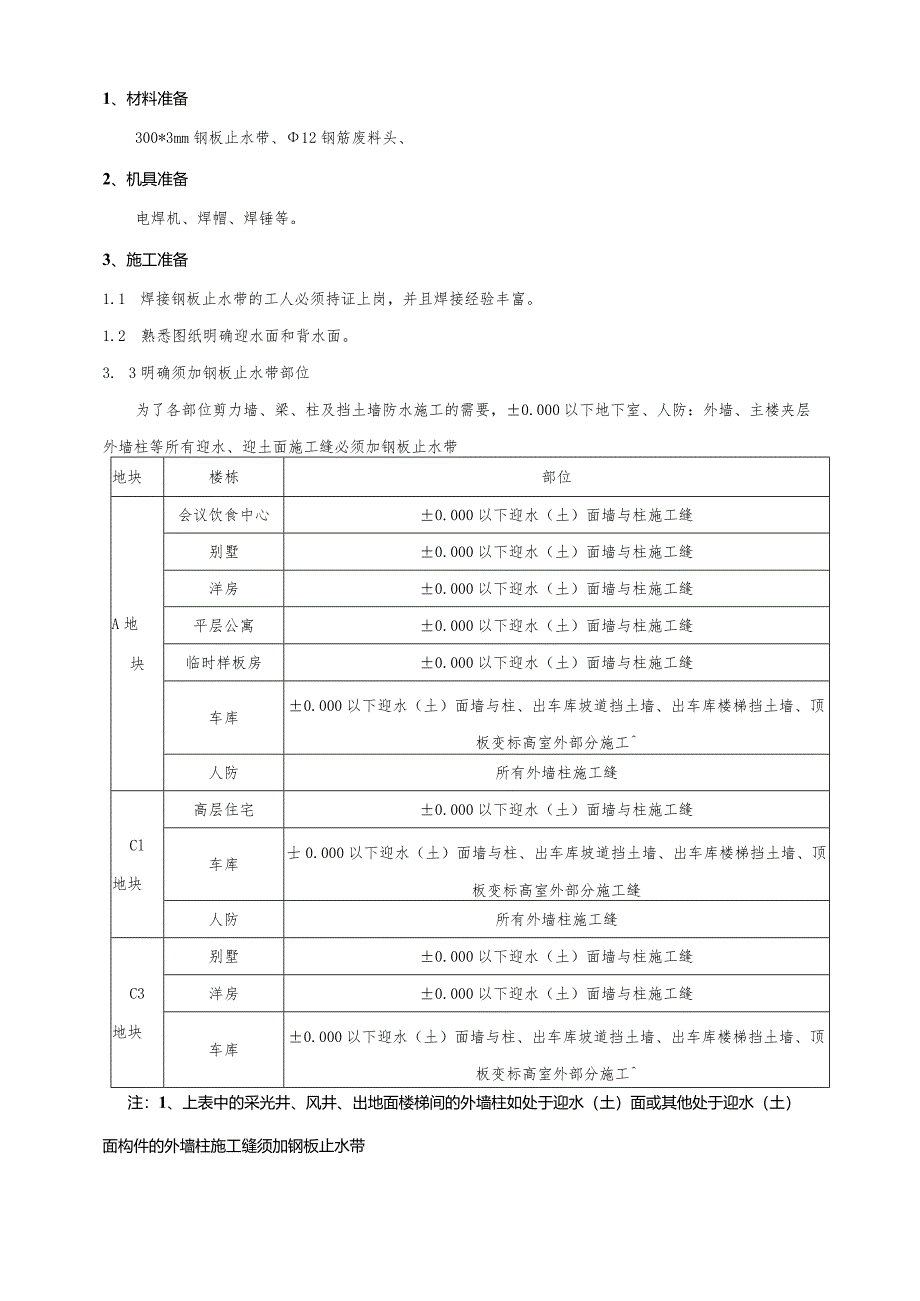 钢板止水带施工技术交底.docx_第1页