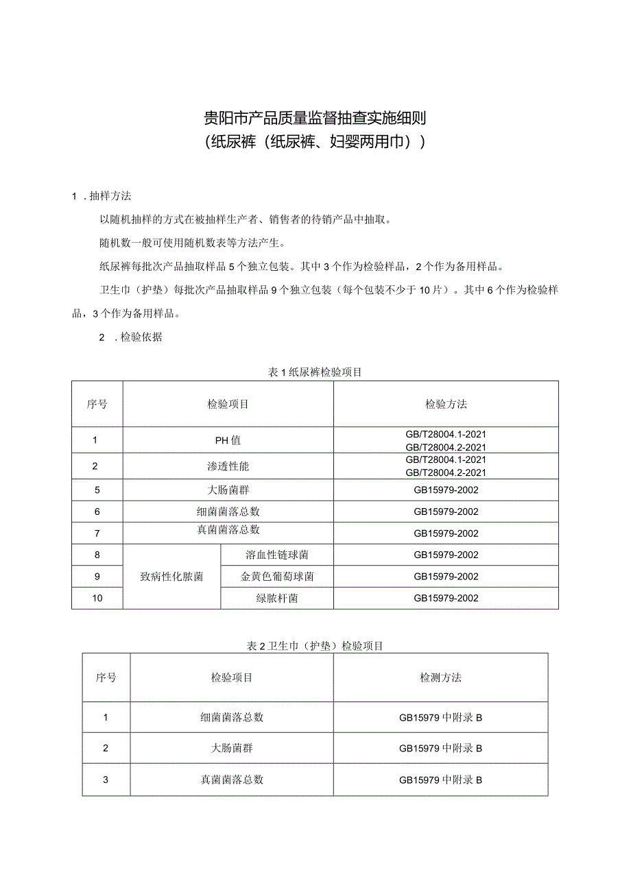 35.贵阳市产品质量监督抽查实施细则（纸尿裤（纸尿裤、妇婴两用巾））.docx_第1页