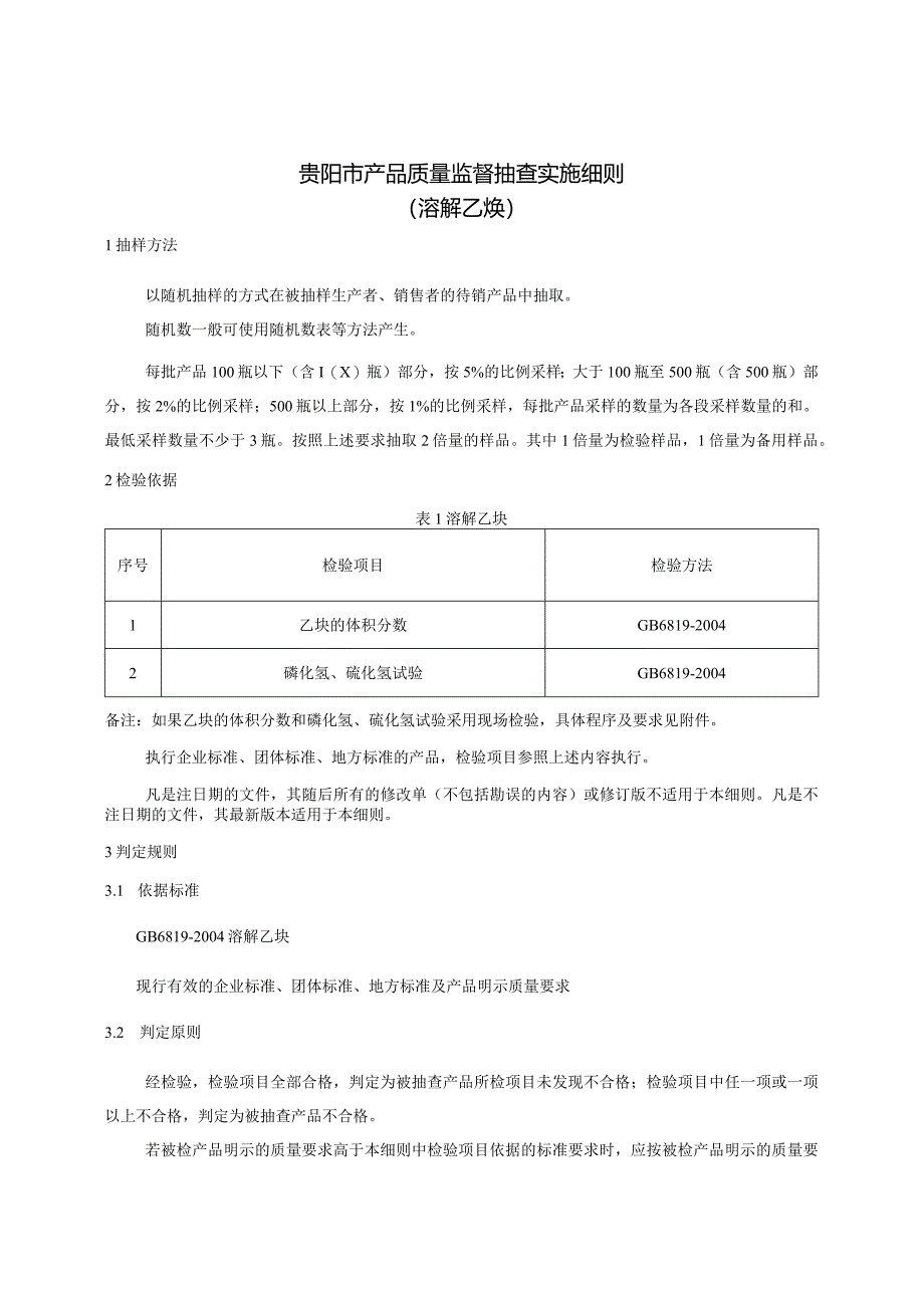 47.贵阳市产品质量监督抽查实施细则（溶解乙炔）.docx_第1页