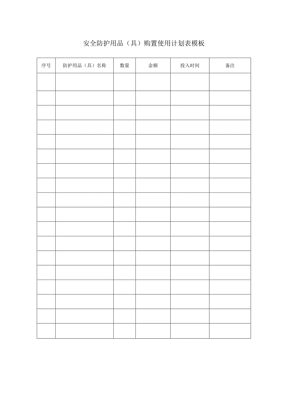 安全防护用品（具）购置使用计划表模板.docx_第1页