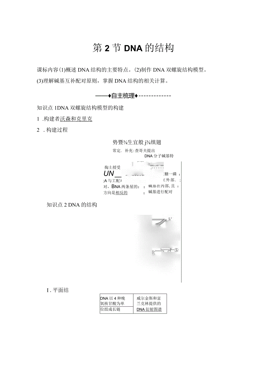 2023-2024学年人教版必修二DNA的结构学案.docx_第1页