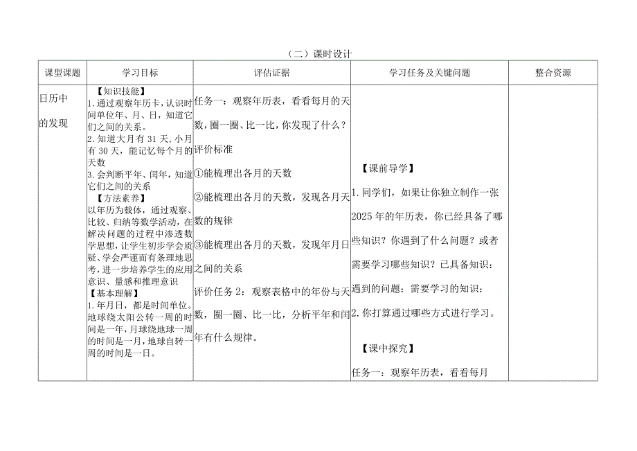 《日历中的发现》课时备课设计.docx_第1页