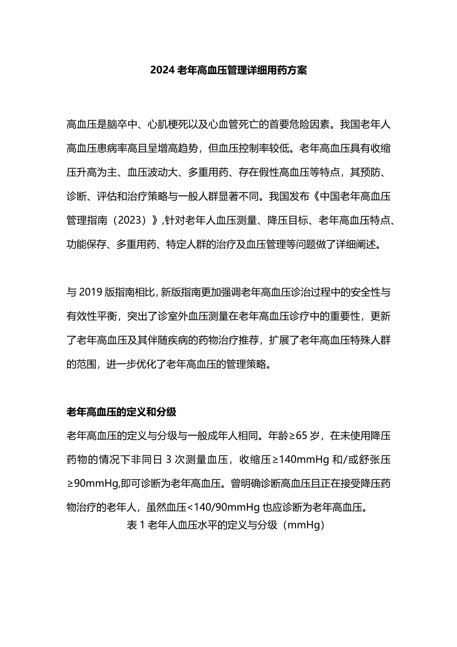 2024老年高血压管理详细用药方案.docx_第1页