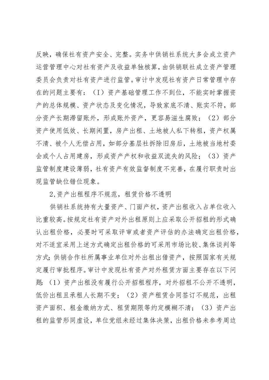 供销社社有资产审计中发现问题及审计对策.docx_第2页