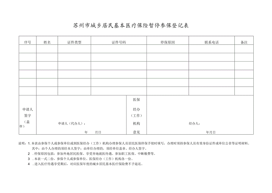 苏州市城乡居民基本医疗保险暂停参保登记表.docx_第1页