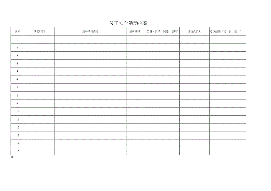 员工安全活动档案.docx_第1页