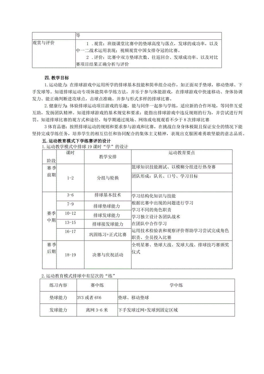 水平二四年级排球大单元设计---正面双手垫球和短距离移动的组合.docx_第2页