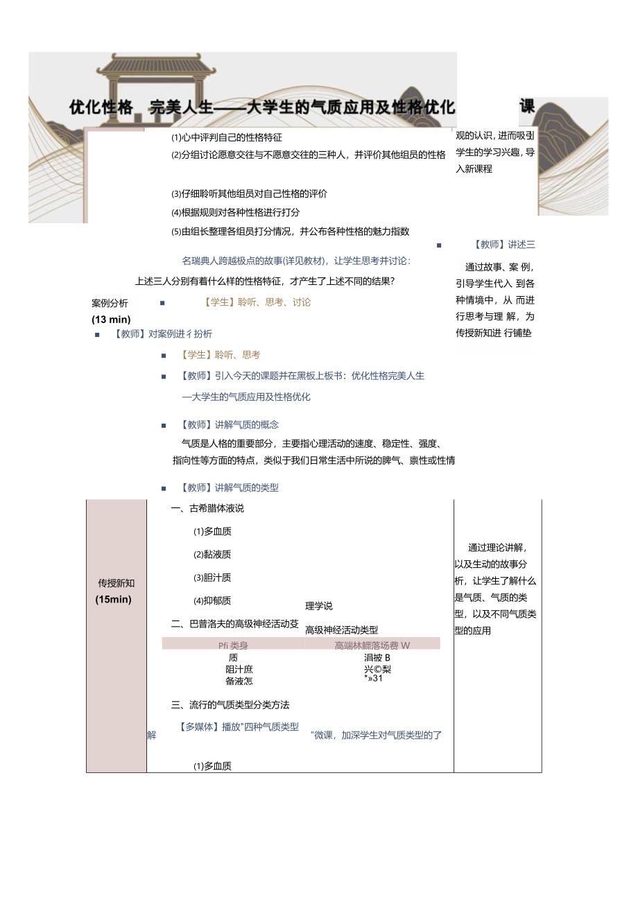 《大学生心理健康教育》教案第5课优化性格完美人生——大学生的气质应用及性格优化.docx_第3页