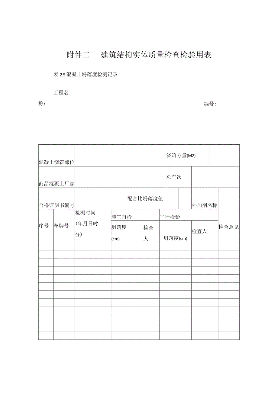 混凝土坍落度检测记录表.docx_第1页