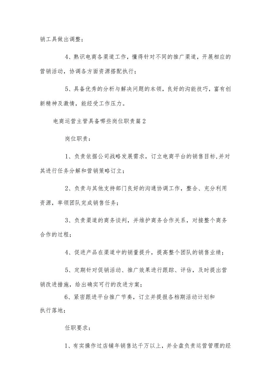 电商运营主管具备哪些岗位职责.docx_第2页