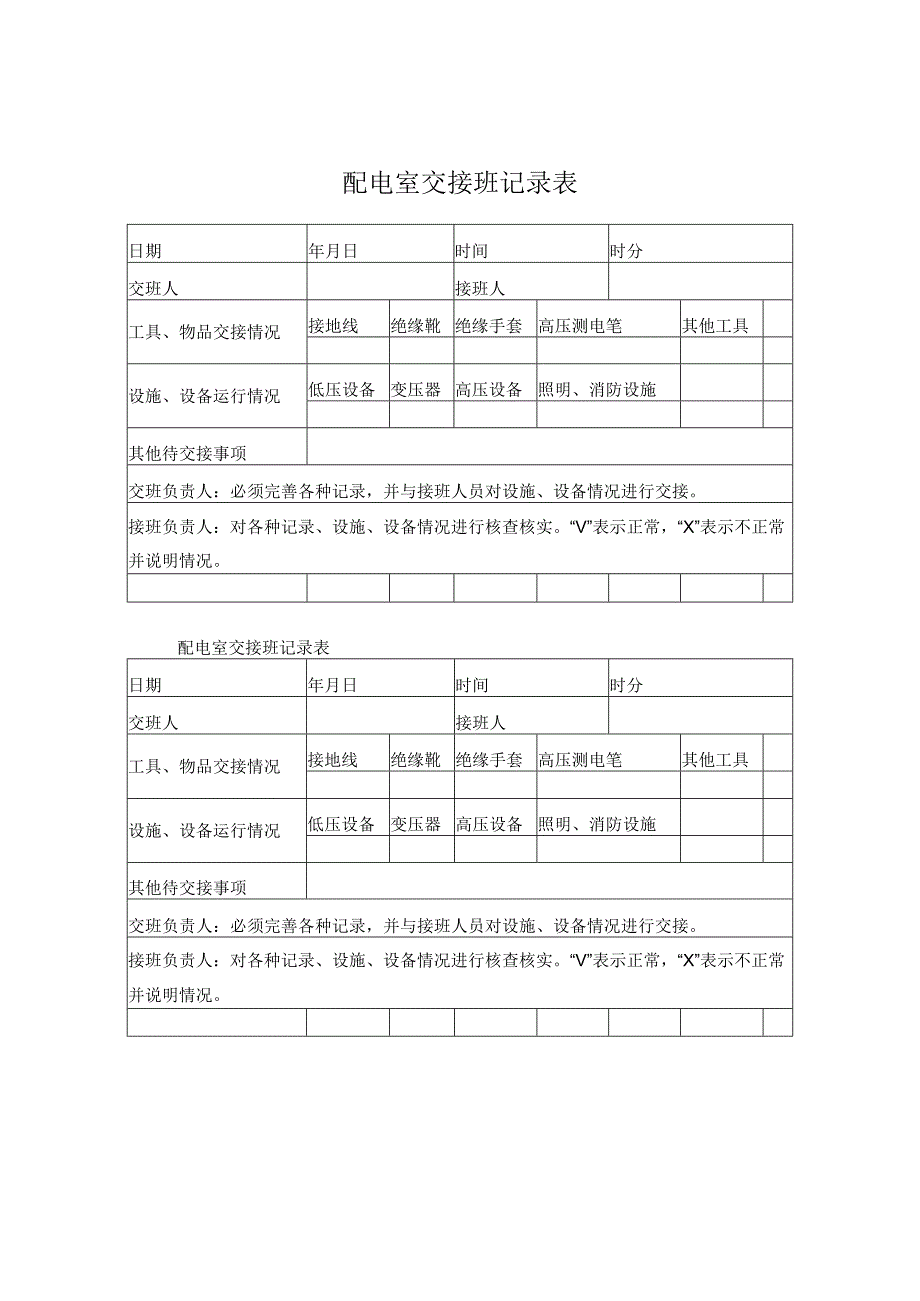 配电室交接班记录表.docx_第1页