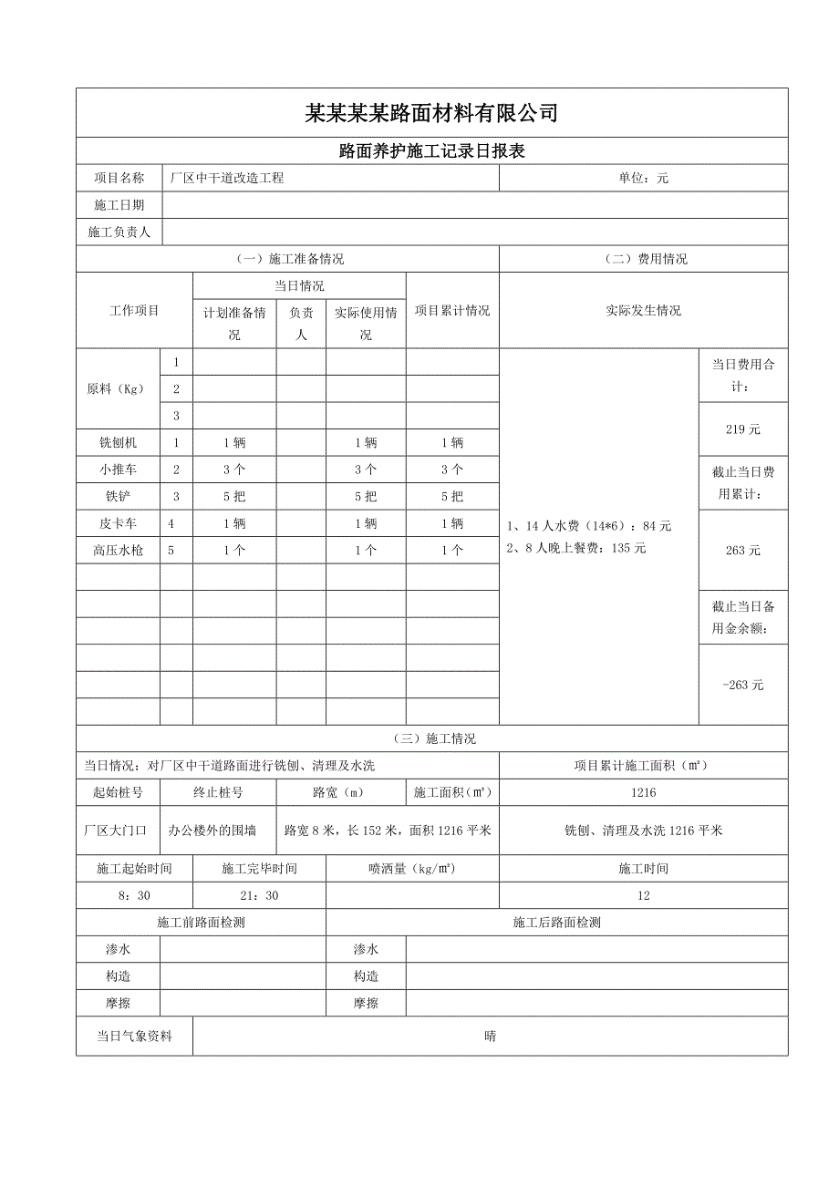 某厂区中干道改造工程施工日报表.doc_第2页