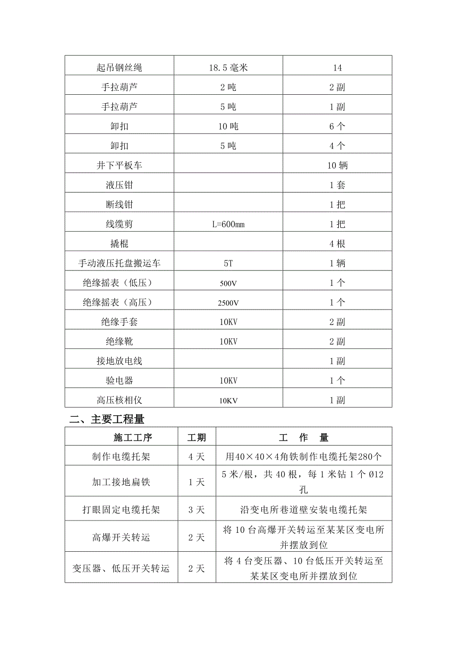 煤矿井下变电所安装 五采区变电所安装施工安全技术措施.doc_第2页