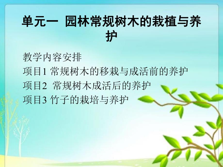 单元1.1园林常规树木的栽植与养护.ppt_第1页