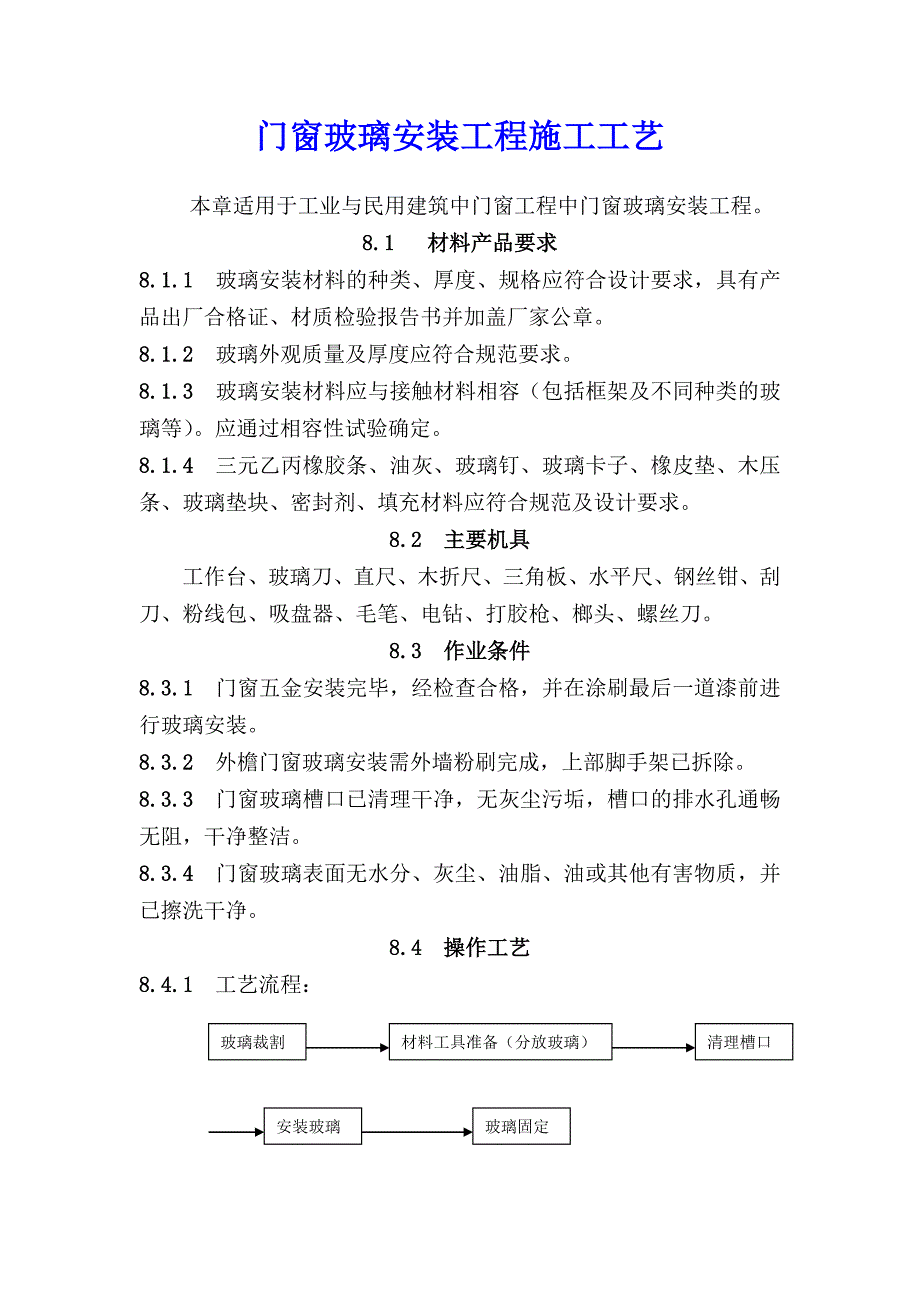 门窗玻璃安装工程施工工艺.doc_第1页