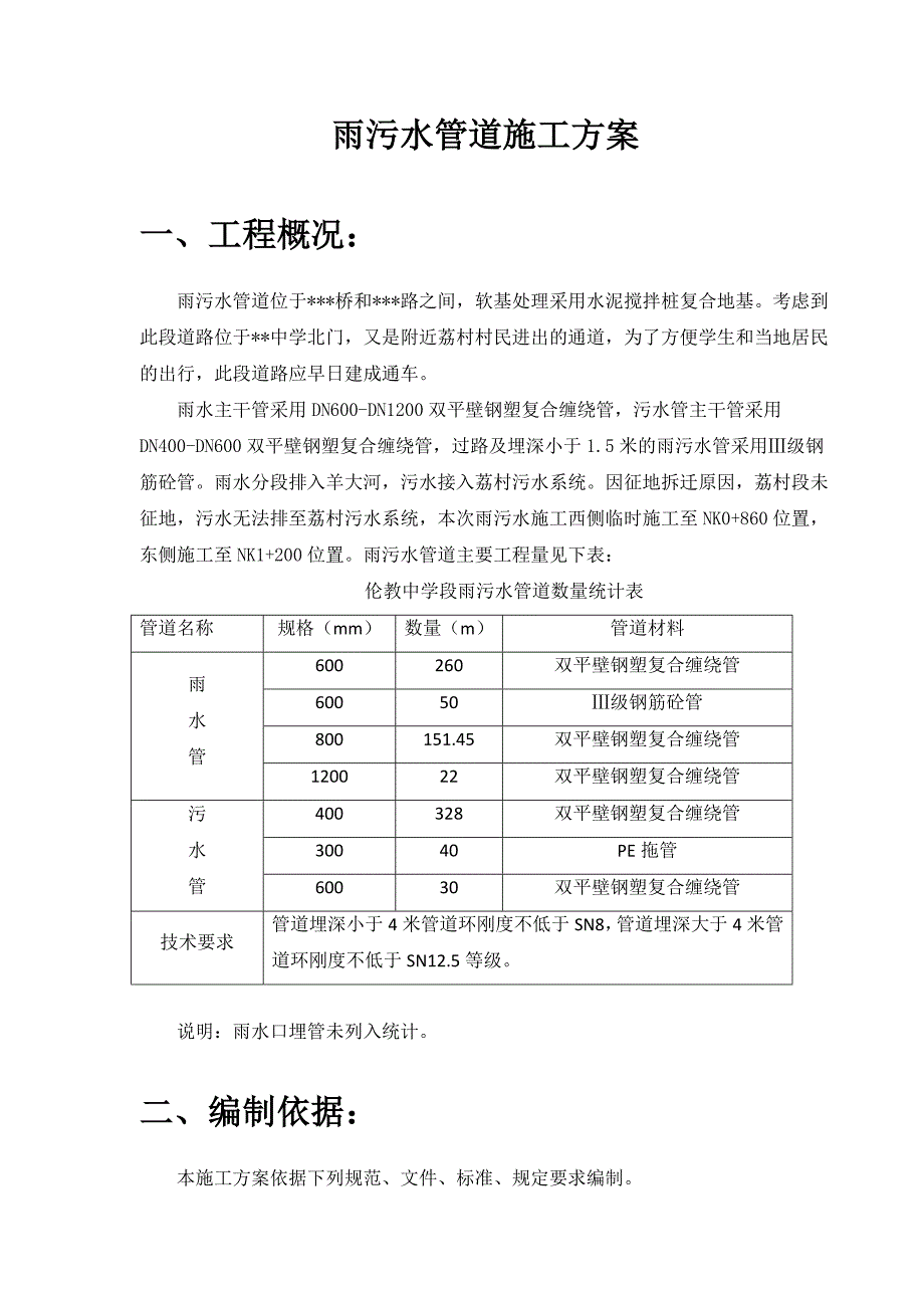 广东某市政道路雨污水管道施工方案(附示意图、倒虹井施工).doc_第1页