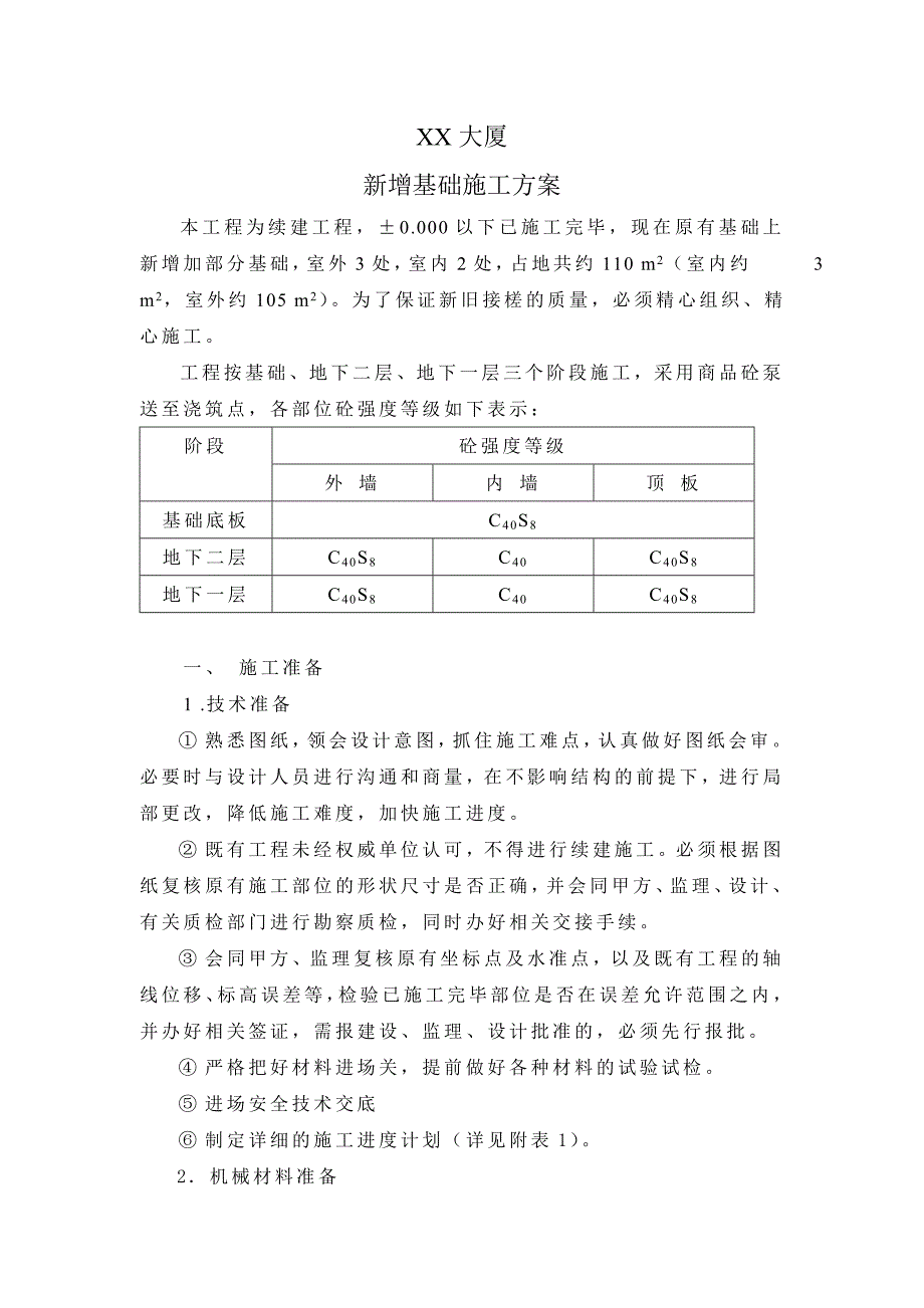 山东某高层办公楼续建工程基础施工方案(附示意图).doc_第1页