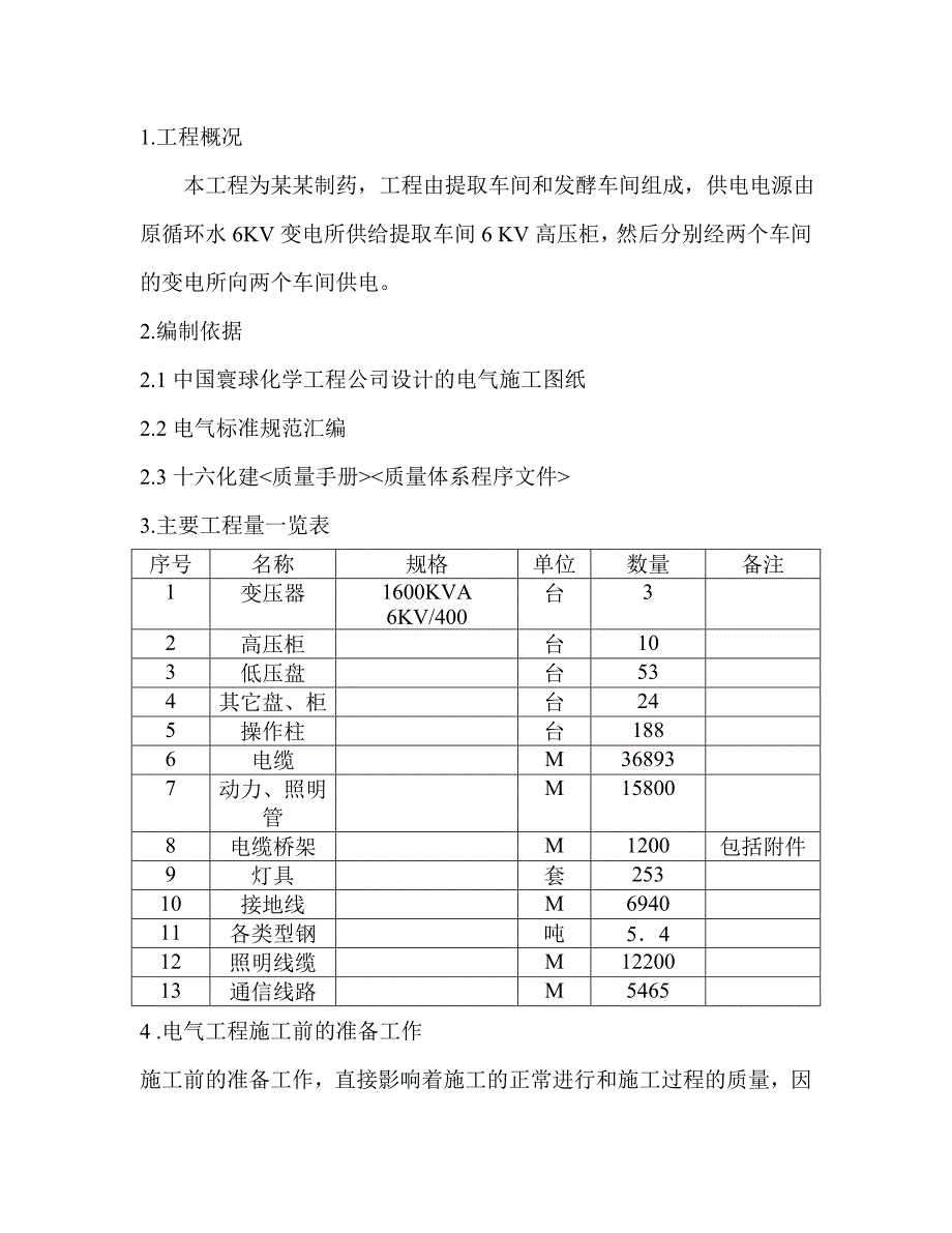 中国化学工程第十六建设公司上海PHOENIX制药工程 电气施工方案.doc_第3页