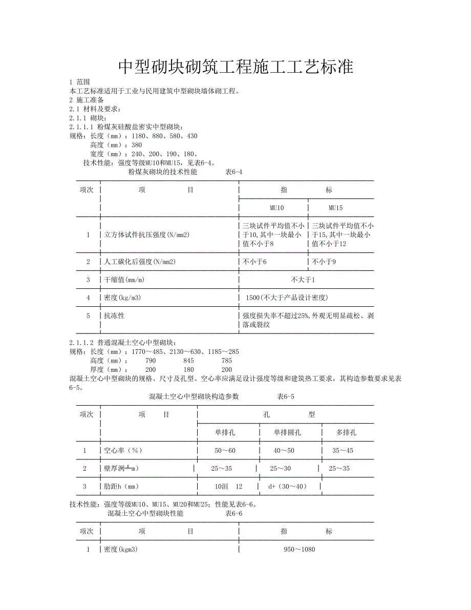 中型砌块墙体砌筑施工工艺标准.doc_第1页