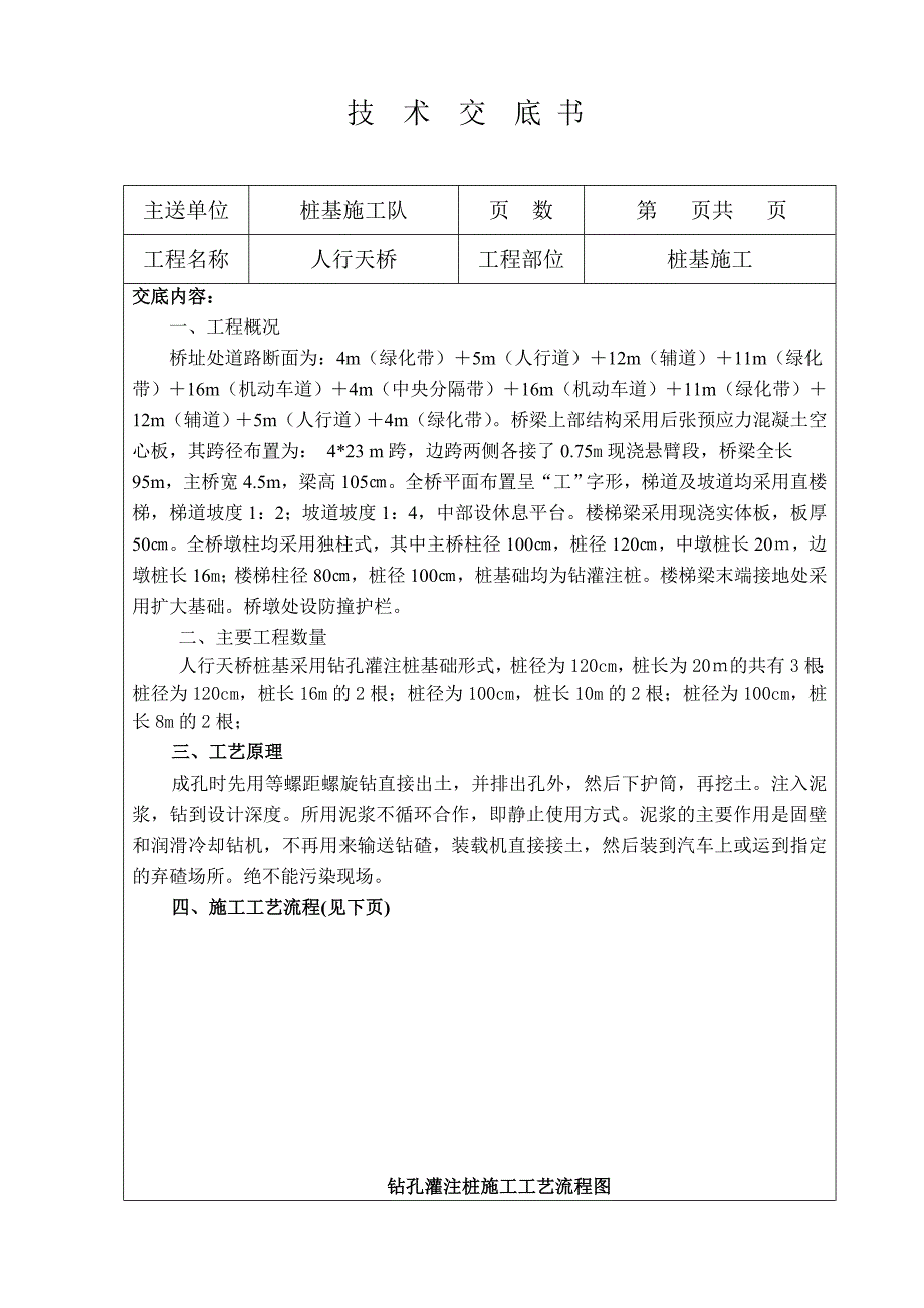 人行天桥桩基施工技术交底书(钻孔灌注桩).doc_第1页