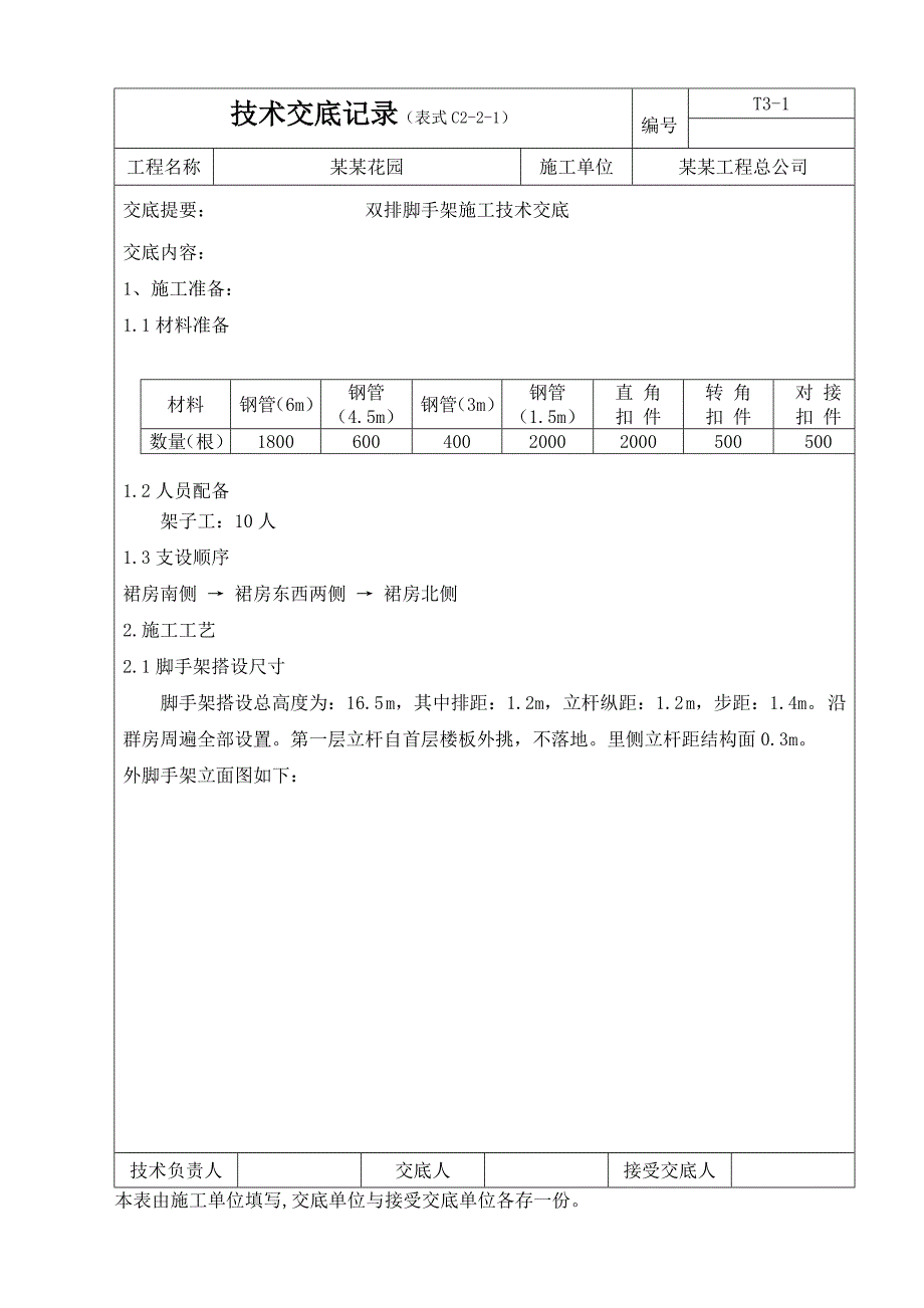 住宅小区裙房双排脚手架施工技术交底附示意图.doc_第1页