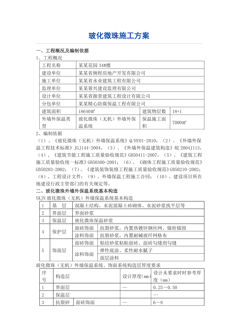 住宅楼无机玻化微珠保温砂浆外墙保温施工方案.doc_第1页