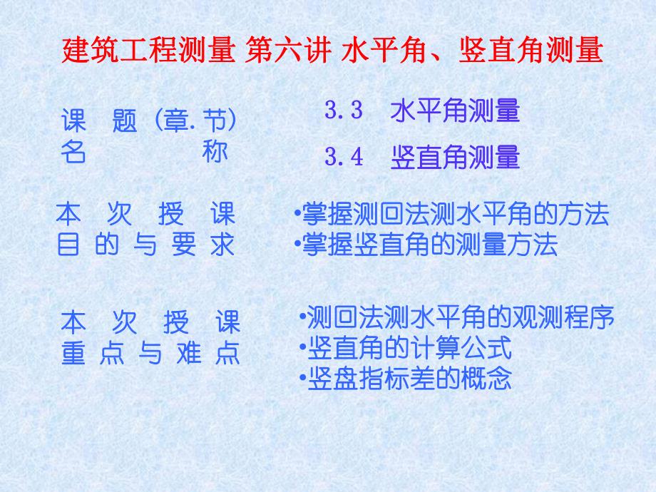 建筑工程测量 第六讲 水平角、竖直角测量.ppt_第1页