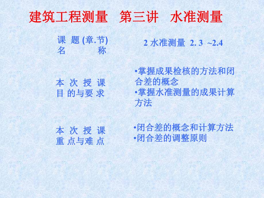 建筑工程测量 第三讲 水准测量.ppt_第1页