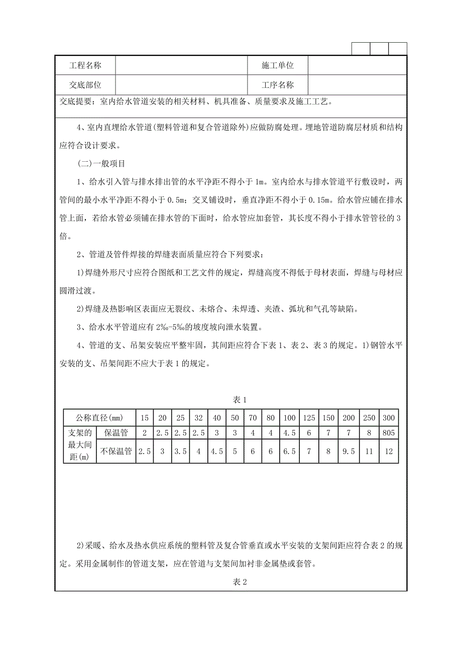 室内给水管道安装的相关材料、机具准备、质量要求及施工工艺技术交底记录.doc_第3页