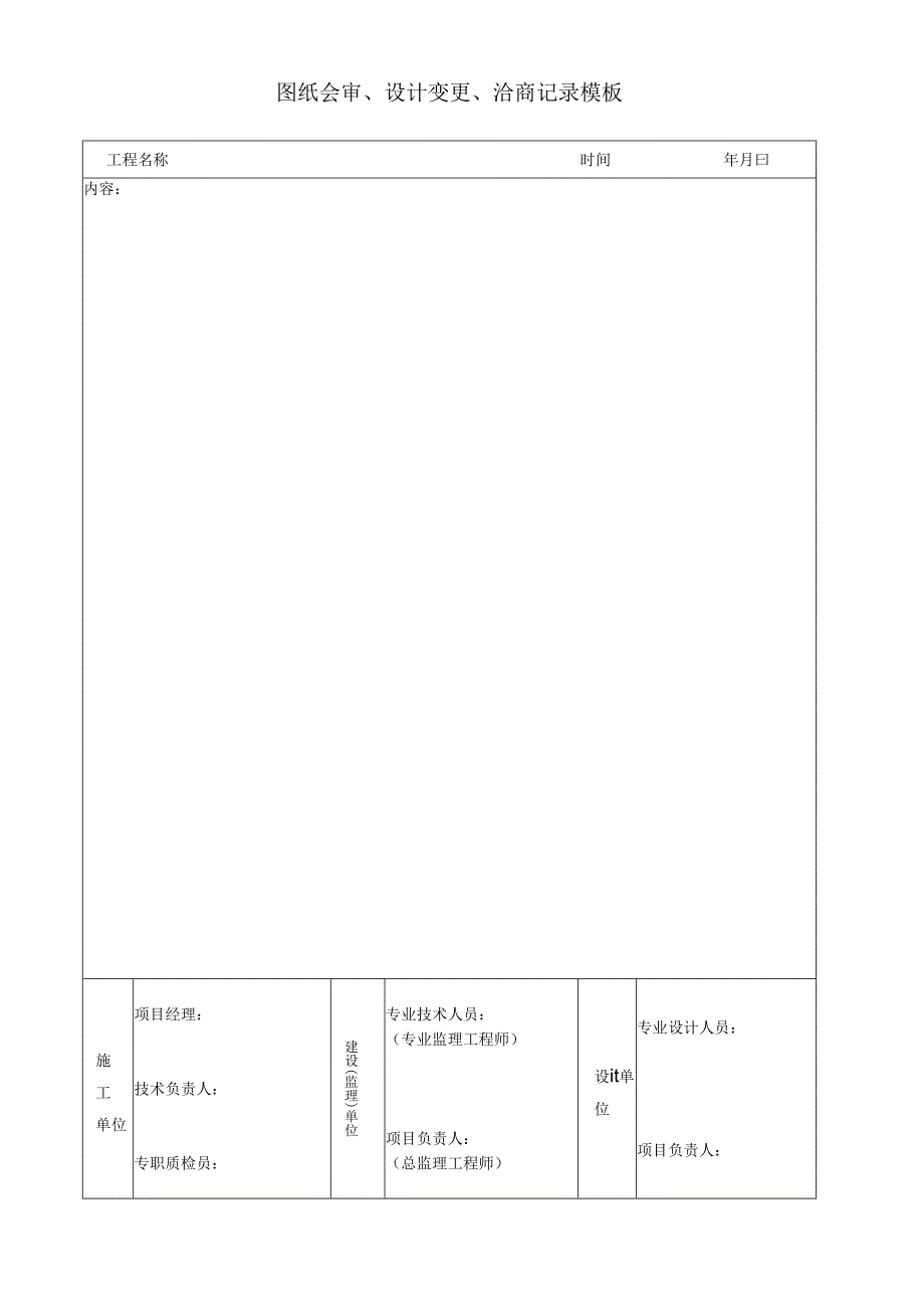 图纸会审、设计变更、洽商记录模板.docx_第1页