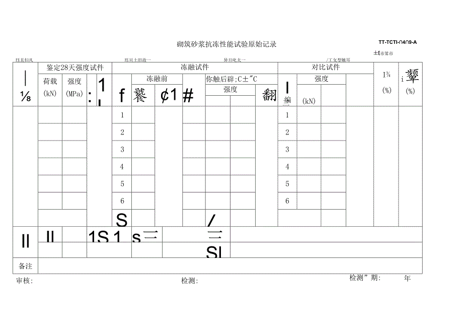 0402砌筑砂浆抗冻性能试验原始记录.docx_第1页