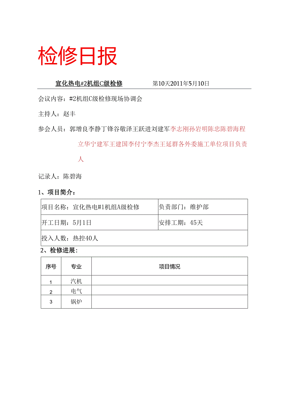 #1号机组A级检修日报(5月10日).docx_第1页