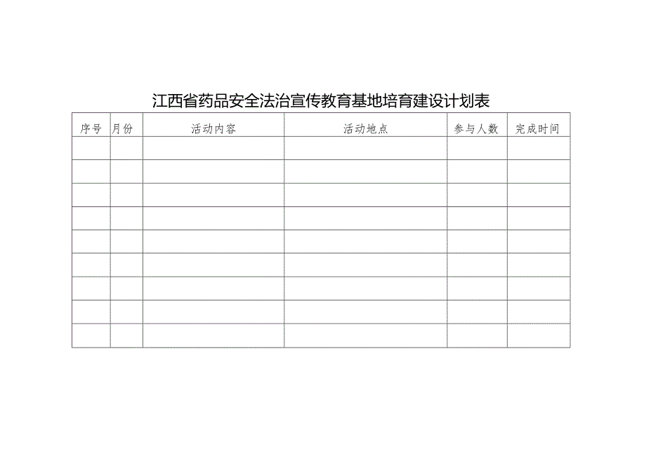 江西省药品安全法治宣传教育基地培育单位申报表、计划表、工作进度台账、验收标准.docx_第2页