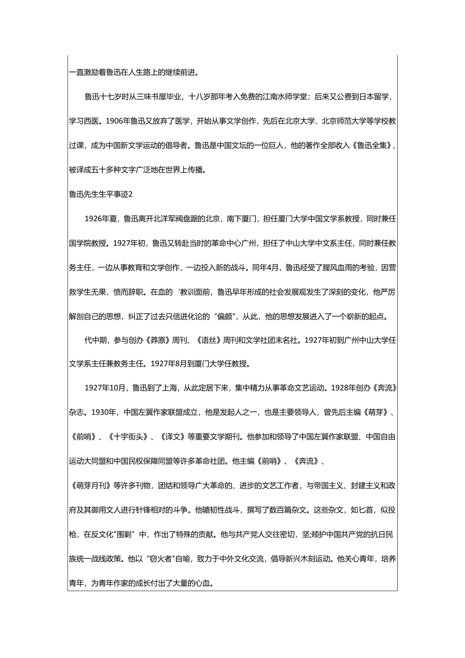 2024年鲁迅先生生平事迹.docx_第2页