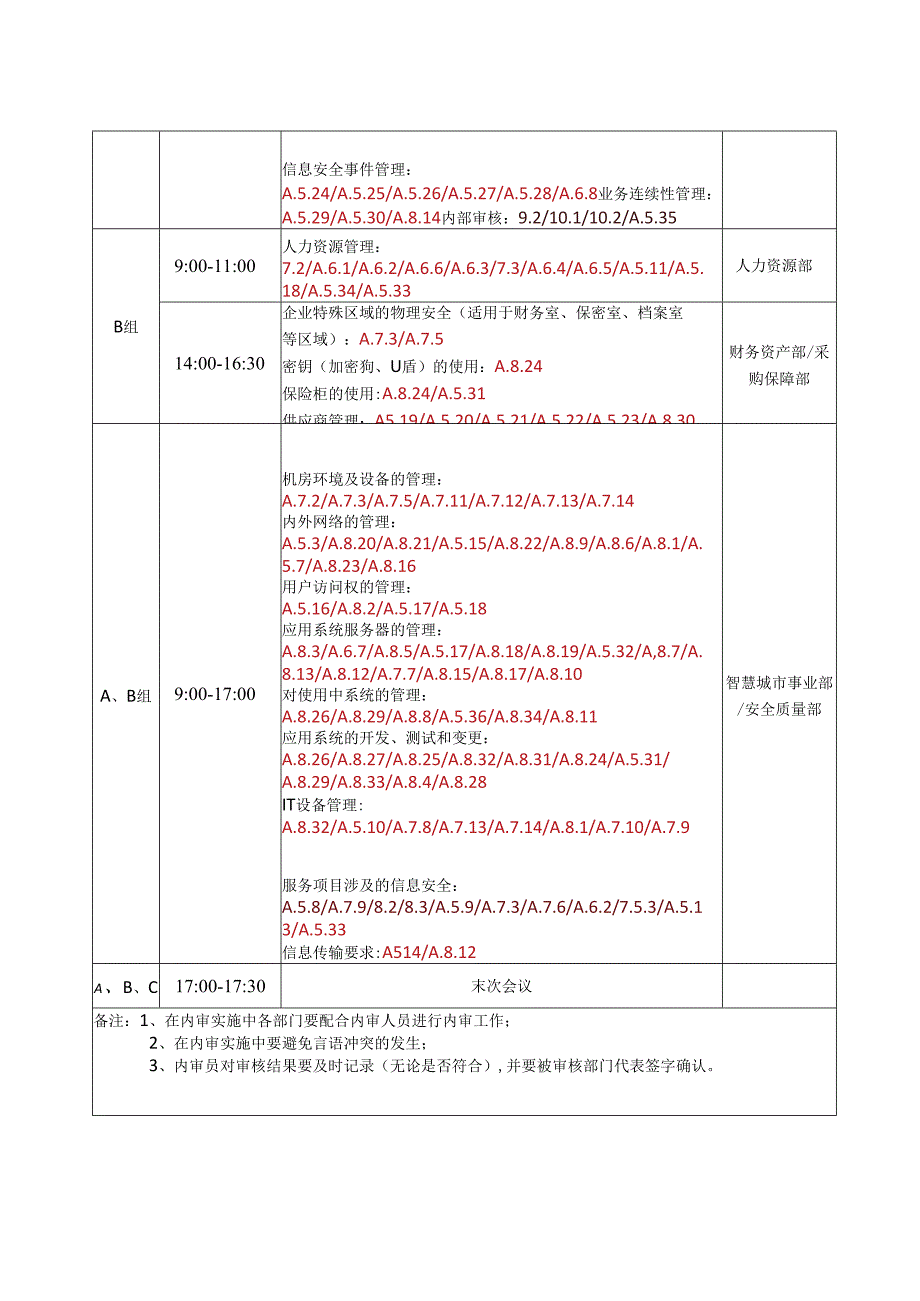 1-ISO27001 2022版内部审核计划表.docx_第2页