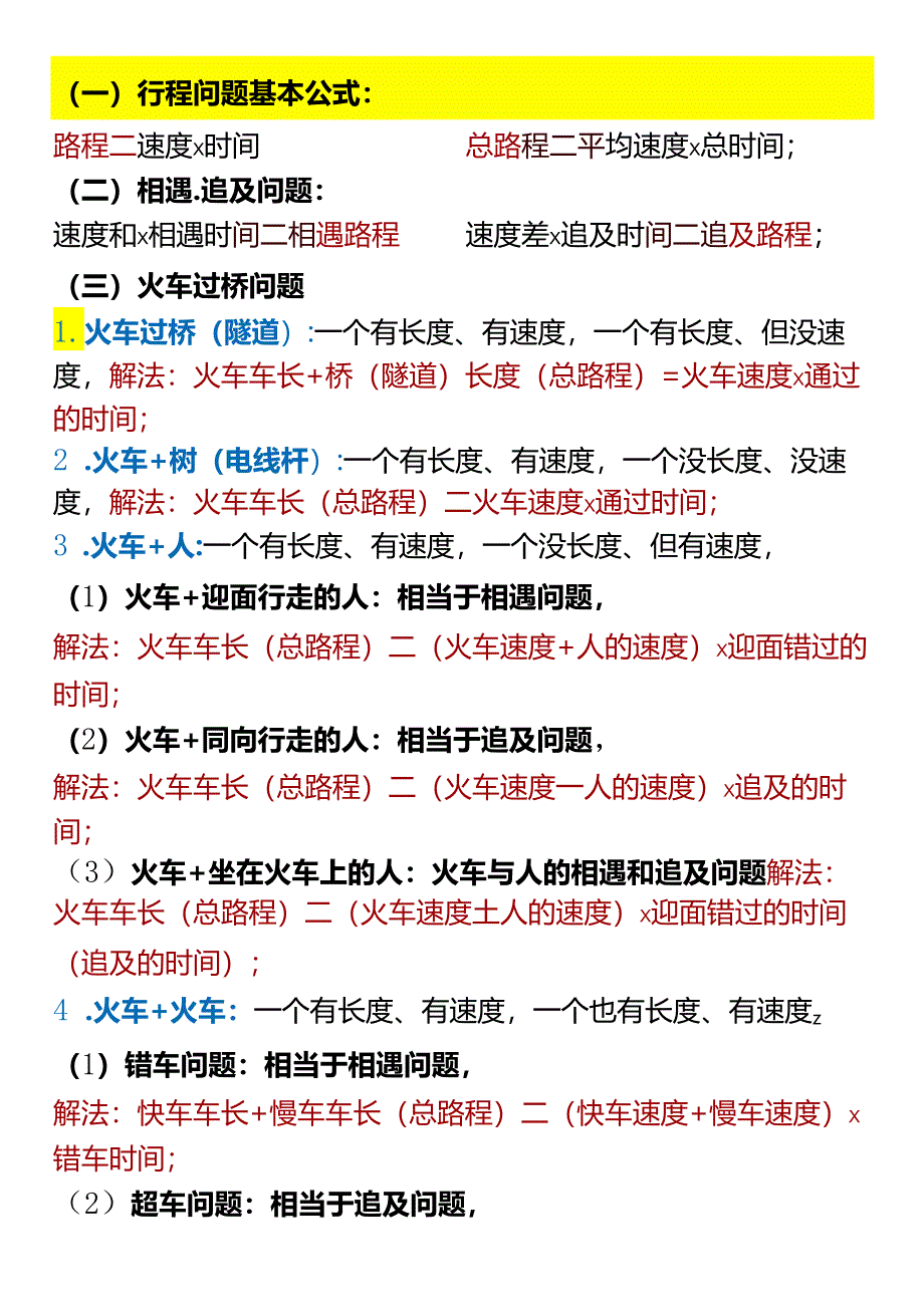 四年级下册火车过桥常见题型及解题方法.docx_第1页