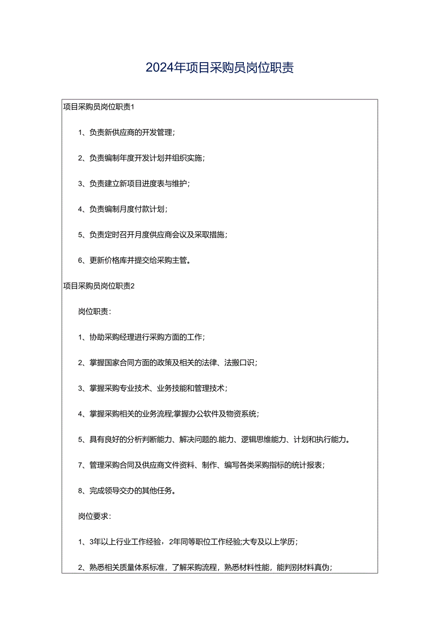 2024年项目采购员岗位职责.docx_第1页