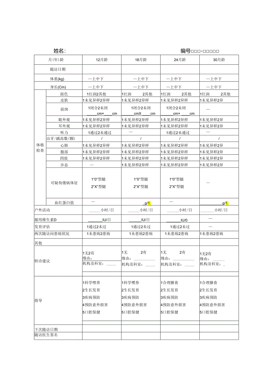 0-6岁儿童体检表样表 .docx_第3页