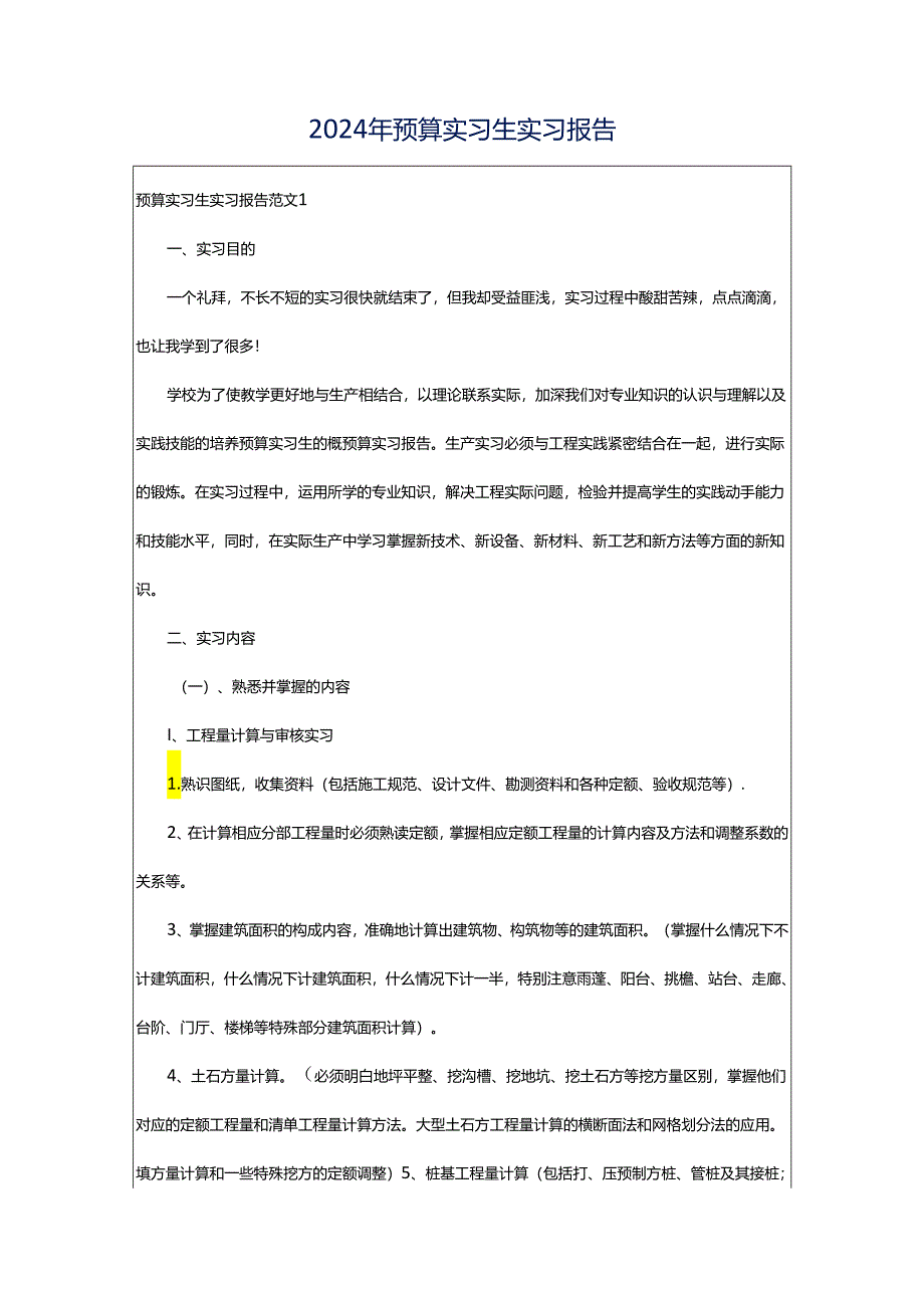 2024年预算实习生实习报告.docx_第1页