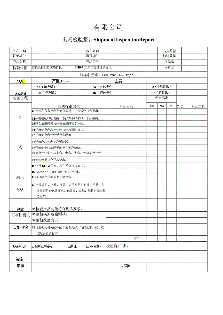 出货检验报告.docx_第1页