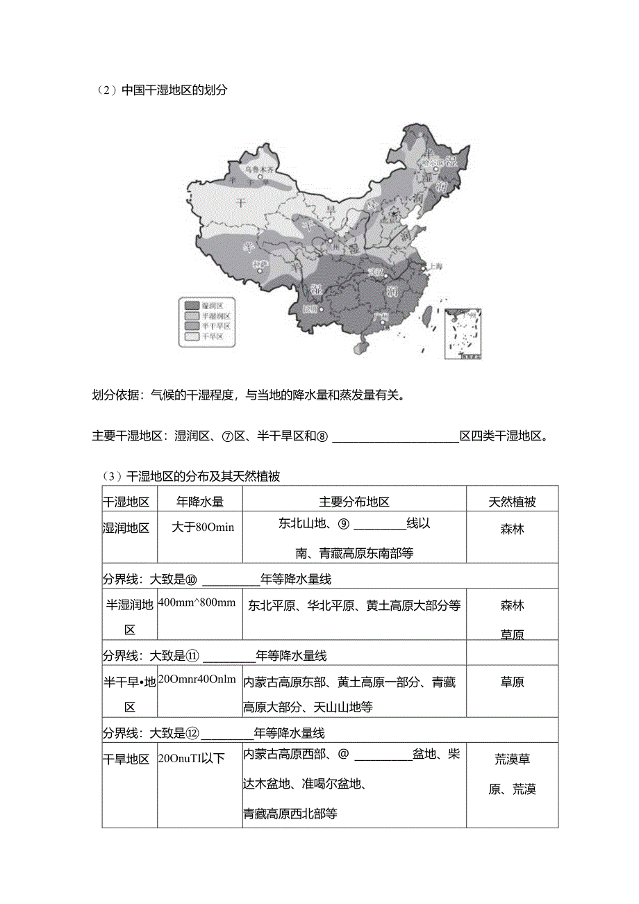 第二节 中国的气候 要点归纳（含答案）.docx_第2页