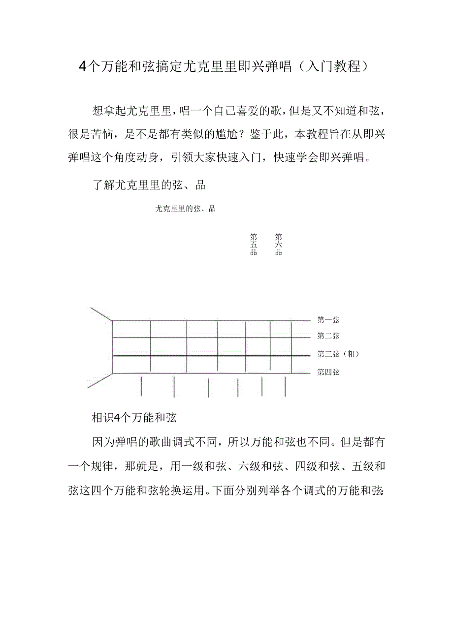 4个万能和弦搞定尤克里里即兴弹唱(入门教程).docx_第1页