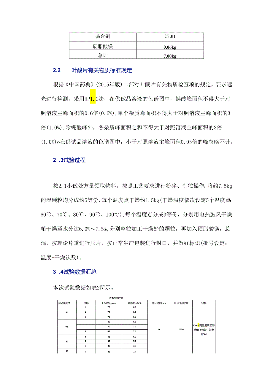 湿法制粒的干燥温度对叶酸片有关物质的影响研究.docx_第3页