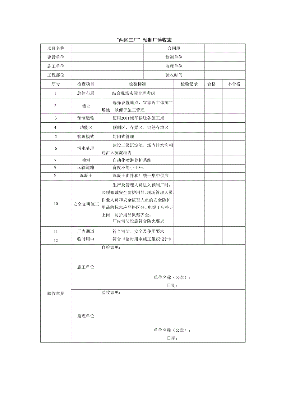 “两区三厂”预制厂验收表.docx_第1页