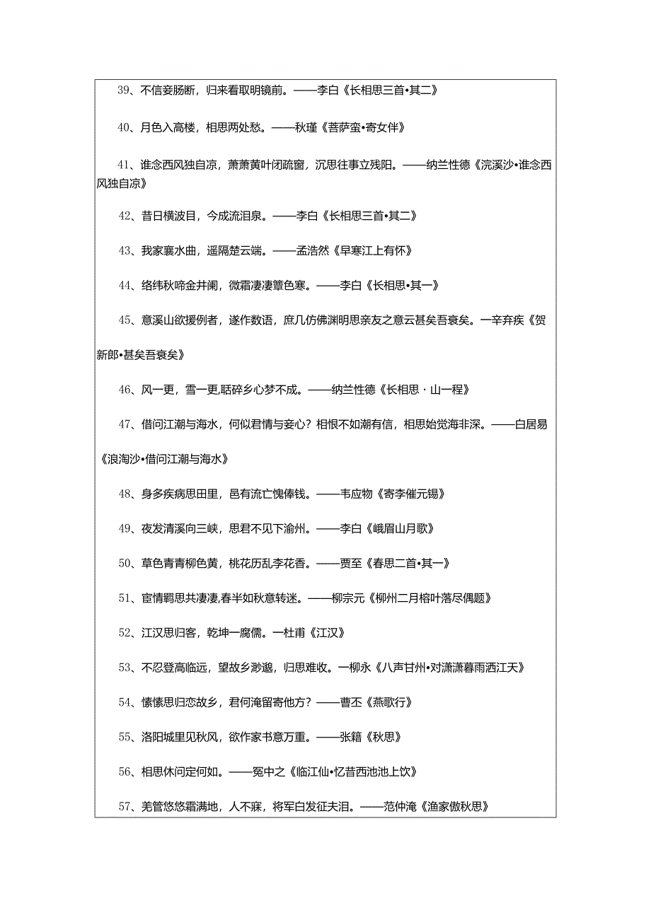 2024年表达相思之情的诗句.docx_第3页