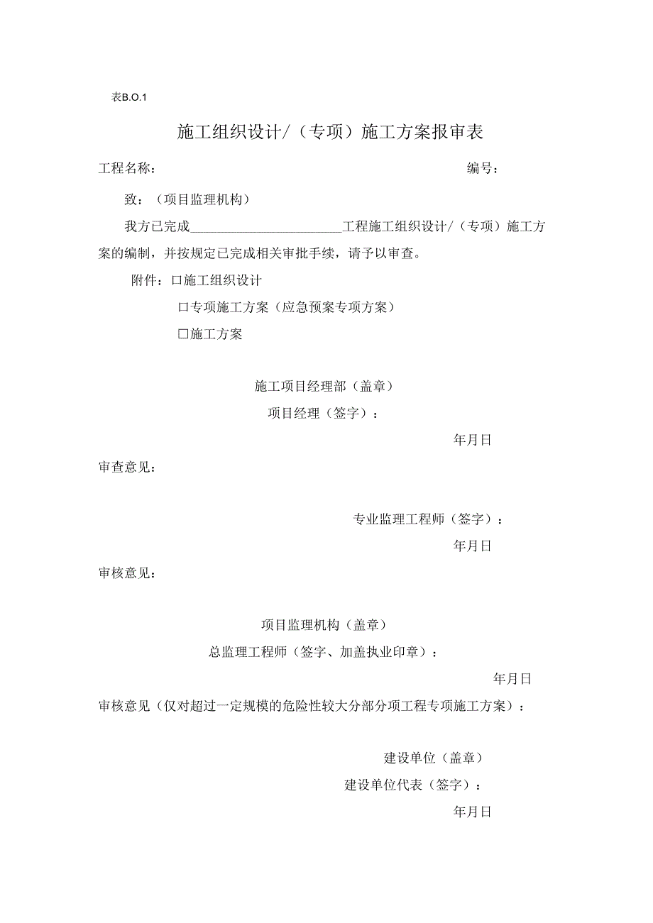 表 B.0.1施工组织设计（专项）施工方案报审表.docx_第1页